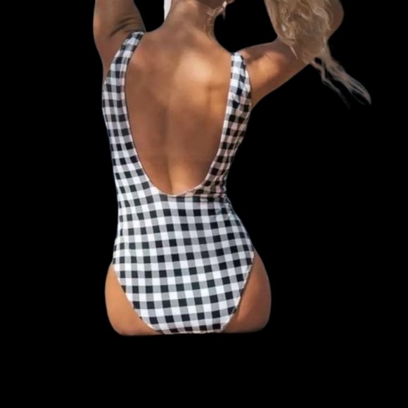 Black & White Plaid One Piece - Picture 2 of 2